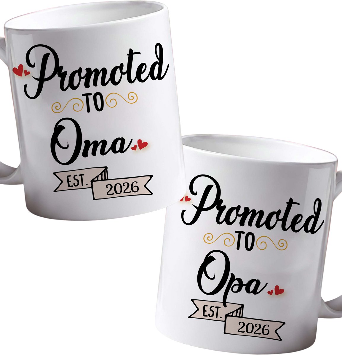 Set Promoted to Oma & Opa mokken - Beker - Kraamcadeau - Cadeau voor Oma & Opa - Jullie worden Opa en Oma - zwangerschap aankondiging - Gratis Inpak Service