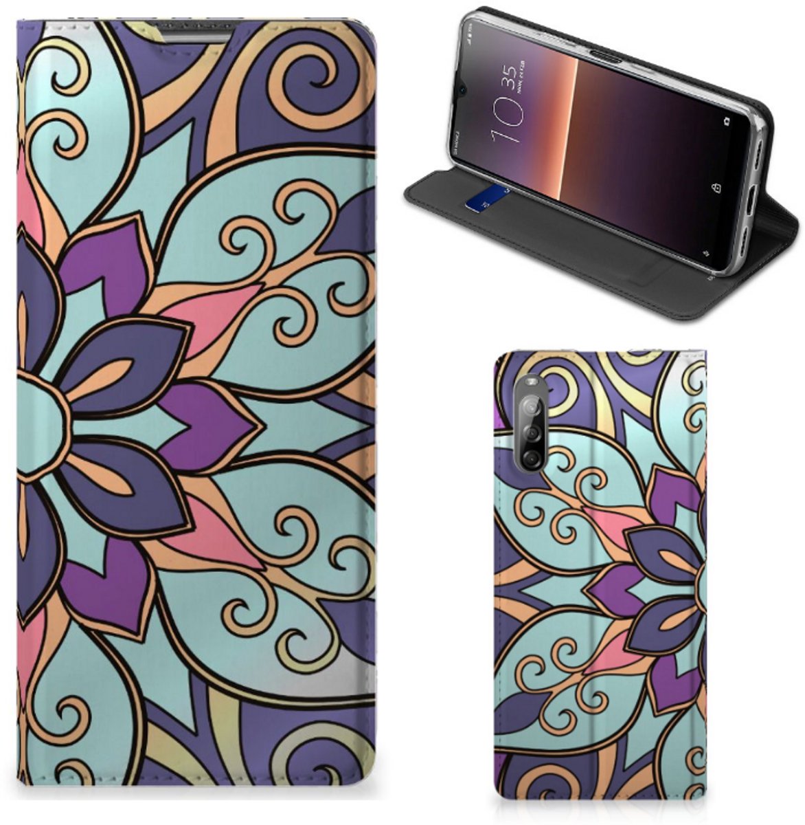 Sony Xperia L4 Smart Cover Purple Flower