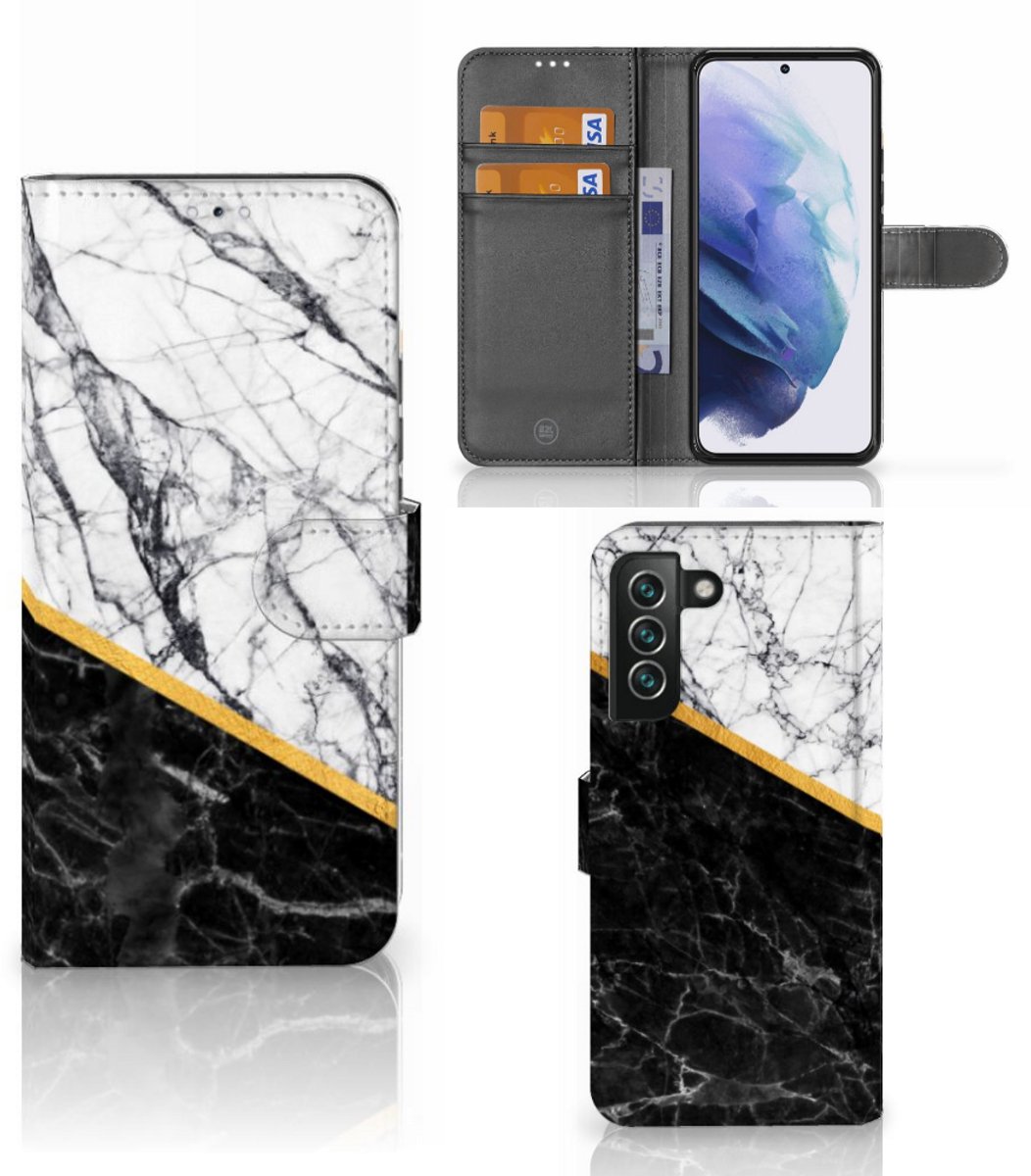 Samsung Galaxy S22 Plus Bookcase Marmer Wit Zwart - Origineel Cadeau Man