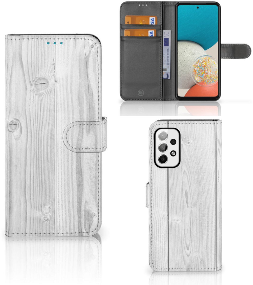 Samsung Galaxy A73 5G Book Style Case White Wood