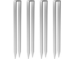 Tuin-grondankers – Voor rozenbogen en bevestigingen – 4-delige set – U-vormige stalen pennen – Afmetingen: 30 x 2,9 x 2,1 cm – Zilver