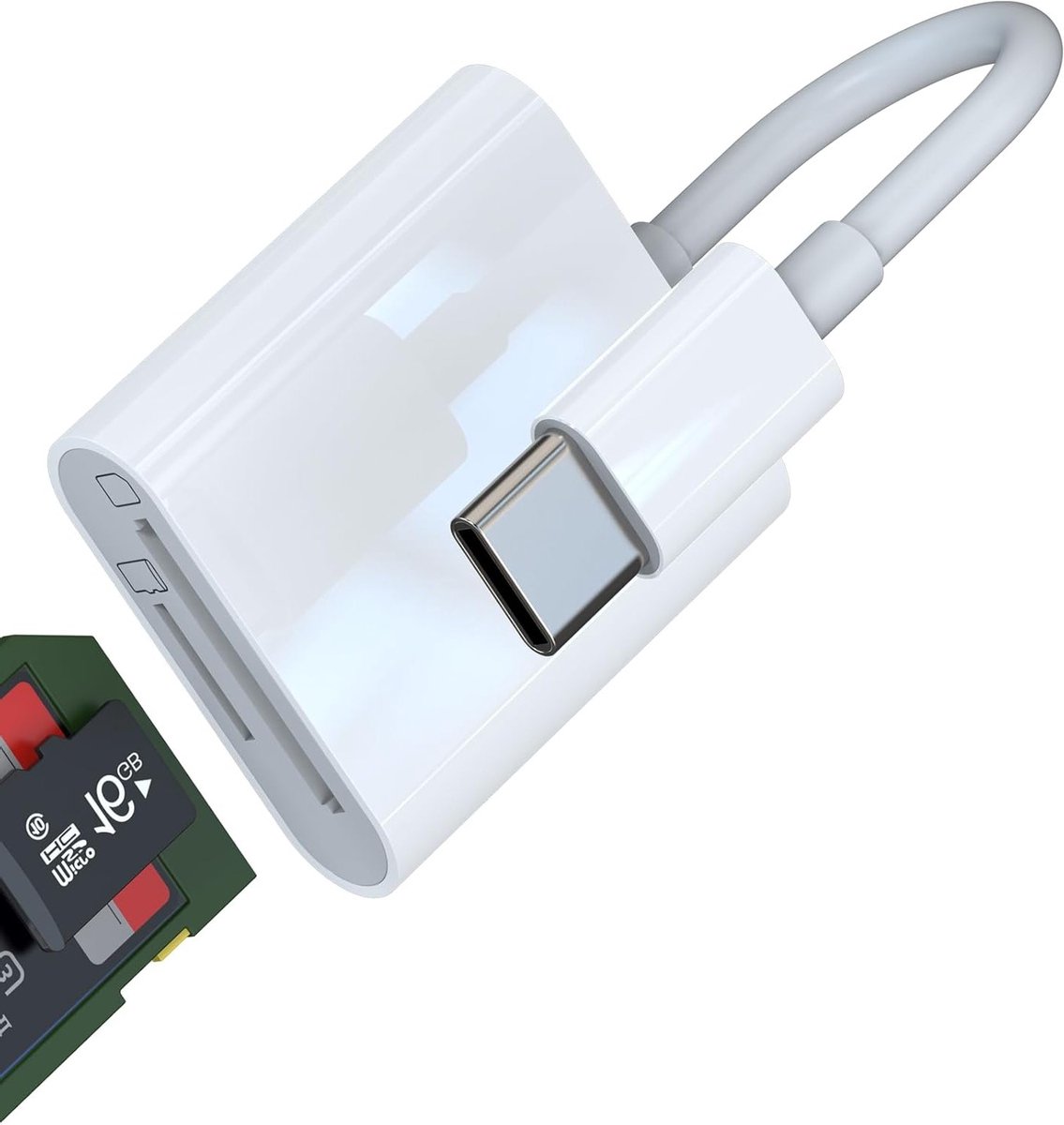 2-in-1 USB C SD en Micro SD Kaartlezer voor iPhone, iPad en Digitale Camera - Compatibel met Type C en TF Geheugenkaarten