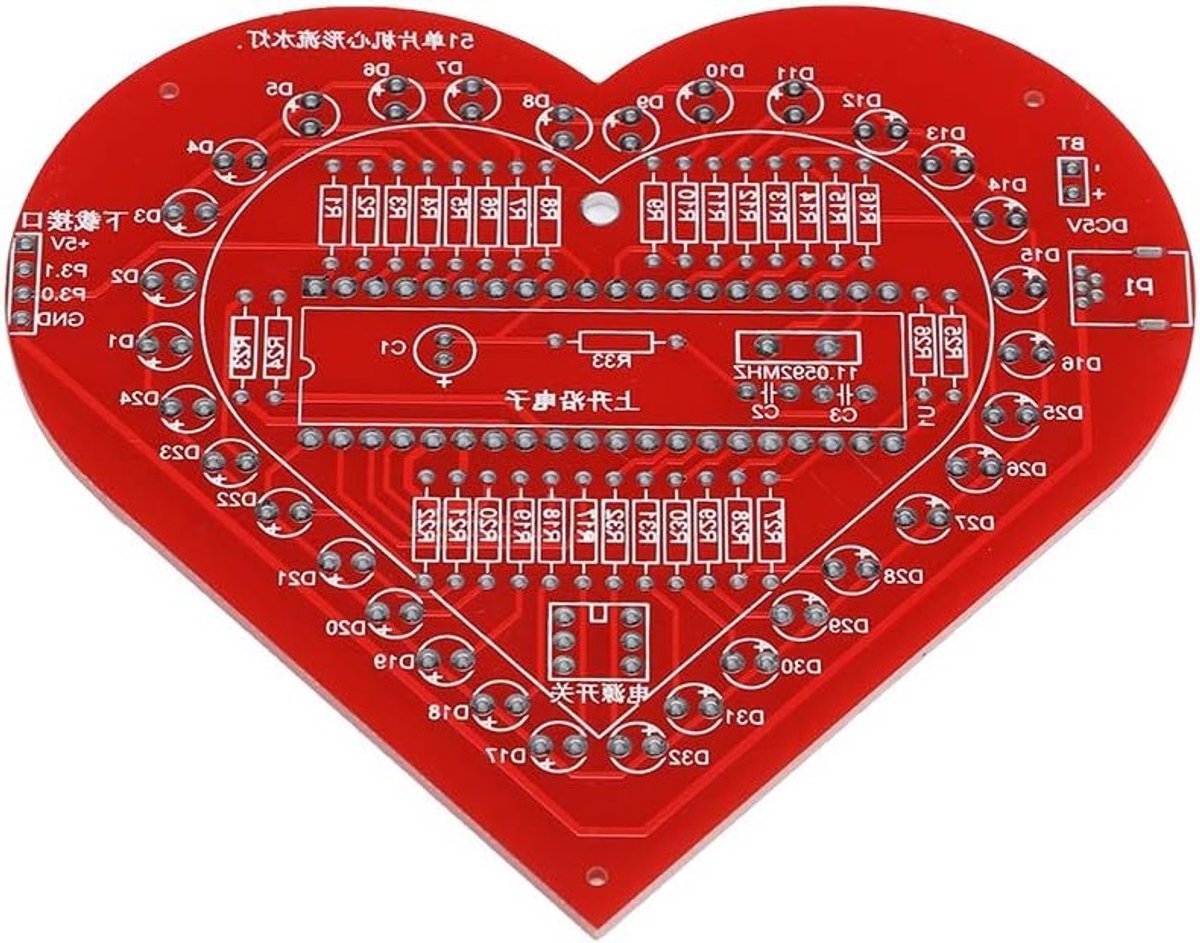 Kleurrijke LED Hartvormige Lamp Kit - DIY Elektronisch Circuit Bord voor Creatieve Projecten en Decoratie