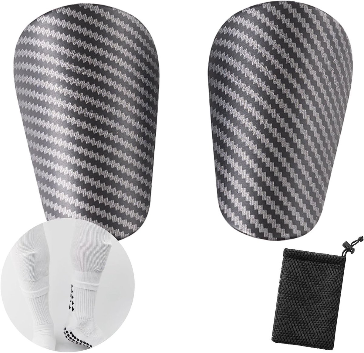 Set van 2 Mini Scheenbeschermers voor Kinderen, 10 x 6 cm, Ideaal voor Voetbal, Bescherming voor Jongens en Meisjes, Voetbalaccessoires, Trekkoordhouder