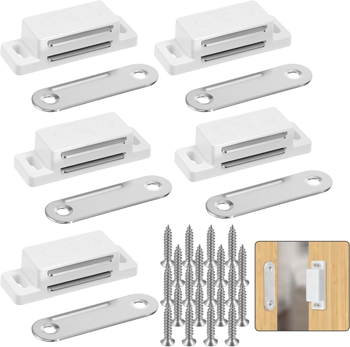 Set van 5 Magnetische Sluitingen voor Deuren en Meubels - Ideaal voor Keukenkasten, Laden en Deuren