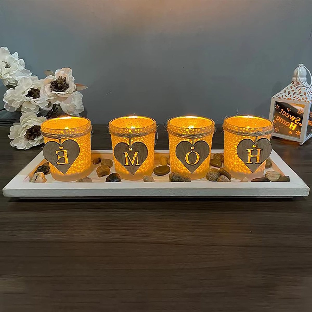 Set van Glazen Kaarsenhouders, Tealight Houder voor Tafel, Woonkamer en Thuisdecoratie - Stijlvolle Accessoires voor een Gezellige Sfeer — cadeau in Wonen & Interieur - foto 2