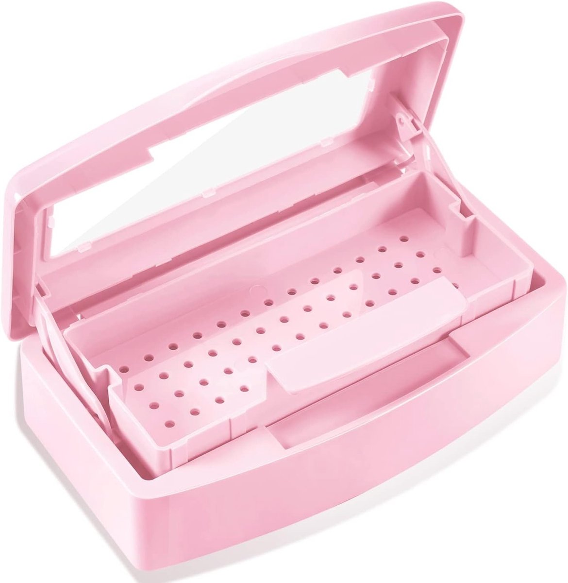 Sterilisatietray voor Manicure Gereedschap - Desinfectiedoos voor Pincetten, Nagelaccessoires en Uitbreidingen, Ideaal voor Schoonheidssalons (Roze)