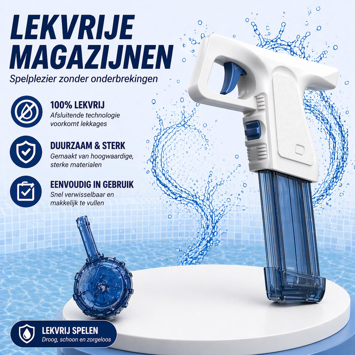 Astravon Elektrisch waterpistool - 2026 MODEL - 2 Magazijnen - Automatisch - Elektrisch - Waterspeelgoed - Waterblaster - Buitenspeelgoed - Zomerspeelgoed - Automatisch - Blauw - USB — afbeelding 4