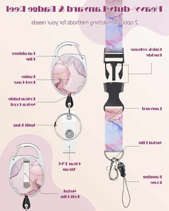 Stijlvolle ID-kaarthouder met Retractable Badge Reel, Carabiner Clip en Afneembare Strap voor Zorgprofessionals van Merkloos — afbeelding 3