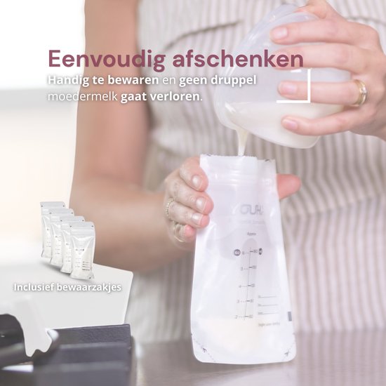 Youha Elektrische Dubbele Draadloze Borstkolf - Handsfree & BPA-Vrij - 24mm - Incl. Moedermelk Bewaarzakjes & Tepelmeter