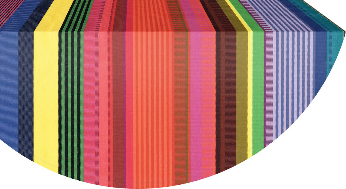 Kleurmeester.nl | Rond Tafelkleed Surfing - Katoen | 120 cm ø | Multicolor gestreept
