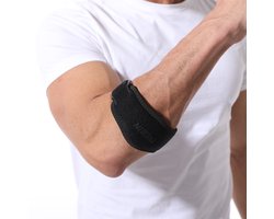 Trebin Elleboogbrace met Gelvulling - One Size - Verstelbaar - Ademend Materiaal - Zwart