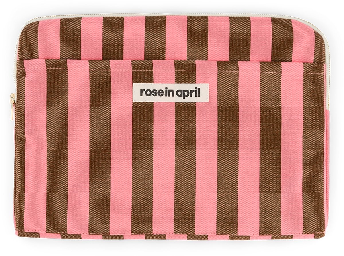 Rose in April | Laptophoes 13&14" - Roze Olive Strepen