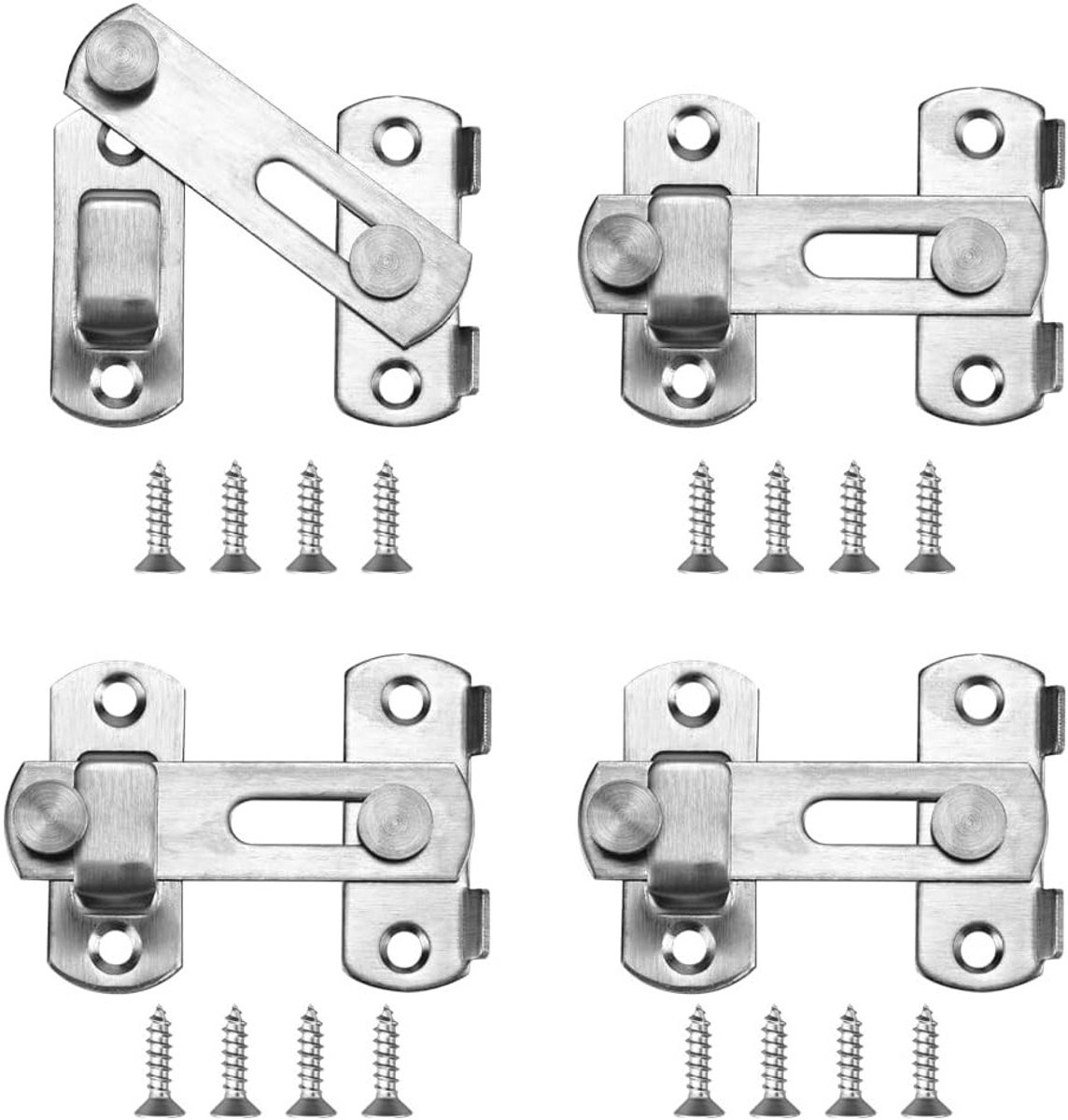4 Stuks RVS Deursluitingen, Flip Latch voor Kleine Deuren, Antieke Deurslot Beveiliging en Schuifdeurvergrendeling voor Deuren, Vensters en Kasten