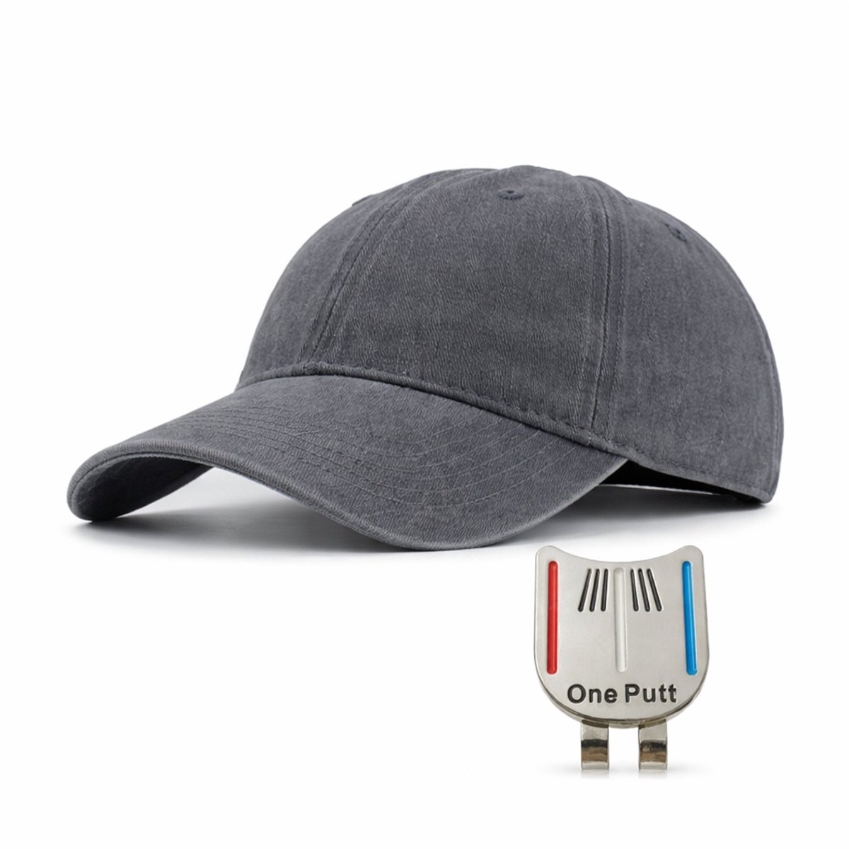 Vintage Golf Pet – Inclusief Putting Alignment Tool - Grey - Verstelbare Golf Cap – Inclusief Ball Marker - Golf Pet - Golf Accessoires - Golf Spullen