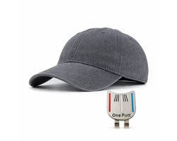 Vintage Golf Pet – Inclusief Putting Alignment Tool - Grey - Verstelbare Golf Cap – Inclusief Ball Marker - Golf Pet - Golf Accessoires - Golf Spullen