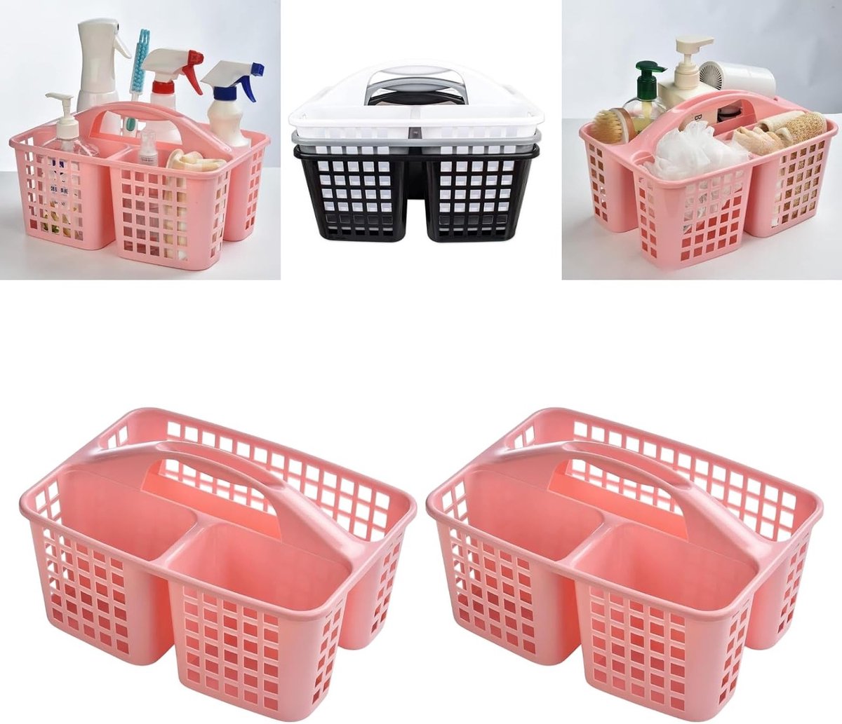 Handige Draagbare Douche Caddy met Compartimenten en Handvat, Perfect voor Badkamer, Keuken en Studentenhuis - Set van 2 Stuks