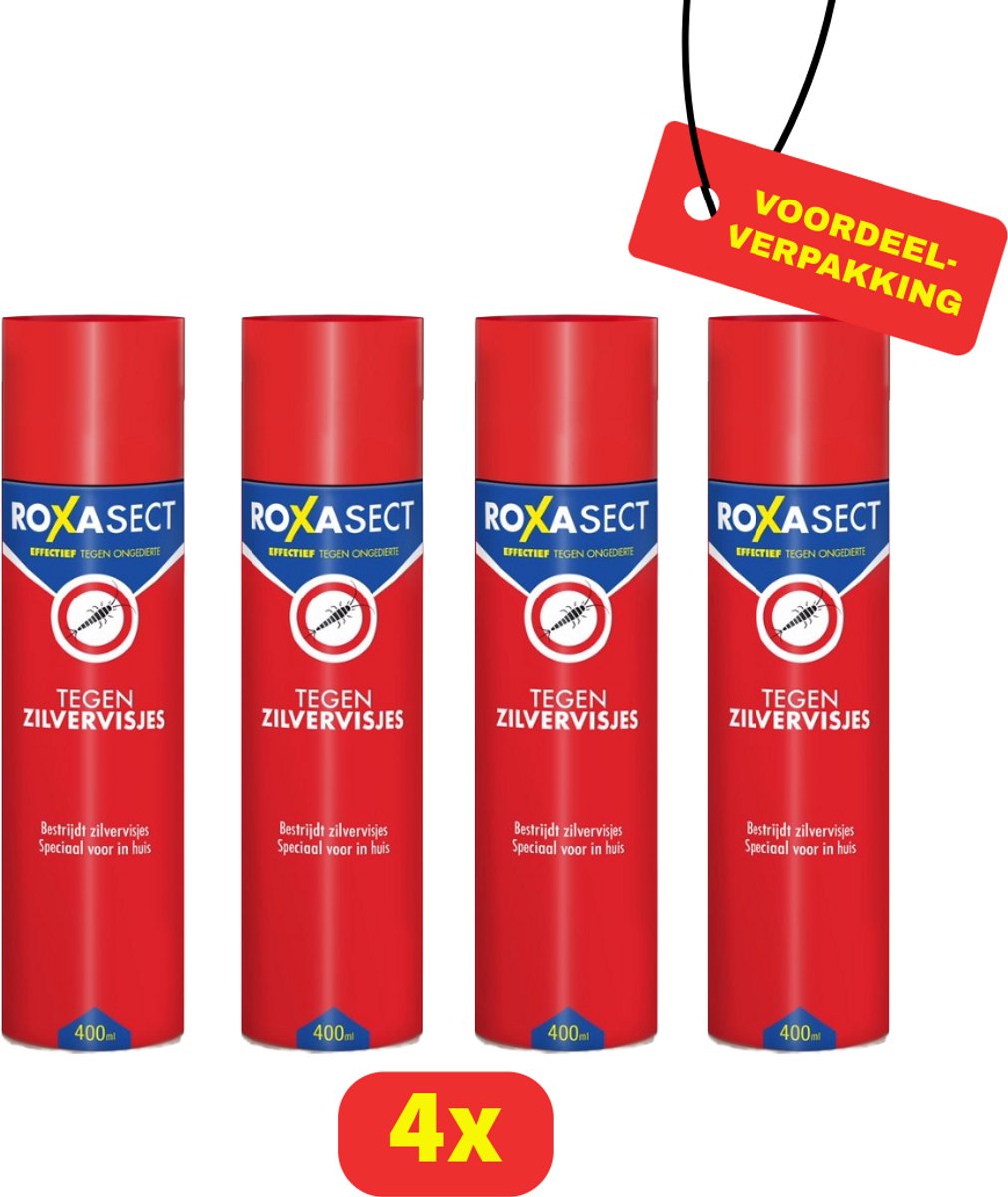 Roxasect Spray tegen Zilvervisjes - Insectenspray - 4 x 400ml - Voordeelverpakking