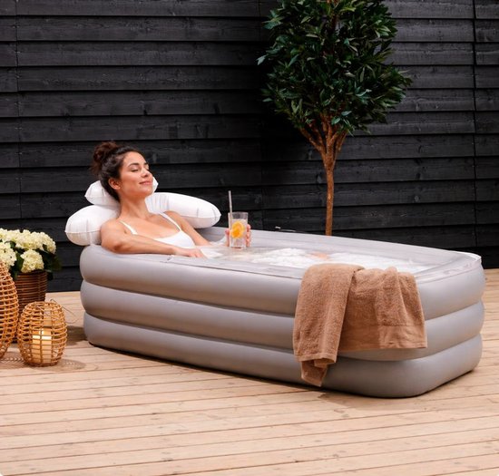 Comfortabel Opblaasbaar Bad Grijs/Wit – Compact & Ruim (160x80x70 cm)