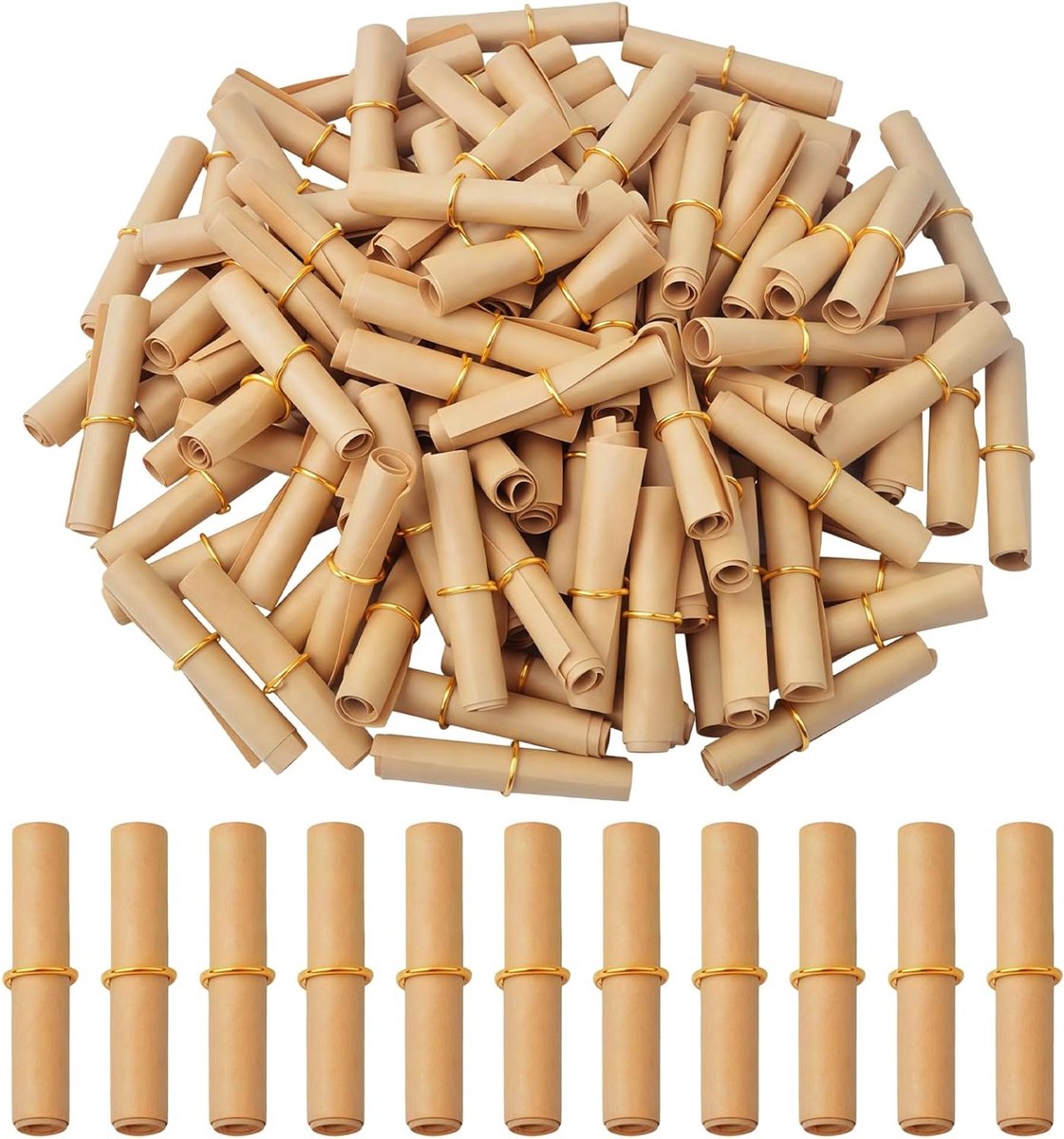 Vintage Mini Papieren Rolletjes voor Berichten - 300 Stuks, 6 x 3 cm, Perfect voor Feestdagen, Tombola's en Creatieve Projecten