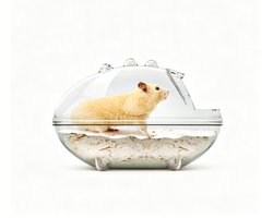 carmdering - Hamster Huis - Hamster Speelgoed - Accessoire - Wolkvormig houten huisje met ladder - Handgemaakt, glad en veilig - Halfopen schuilplaats, comfortabel - Geschikt voor hamsters, gerbils, chinchilla's en papegaaien