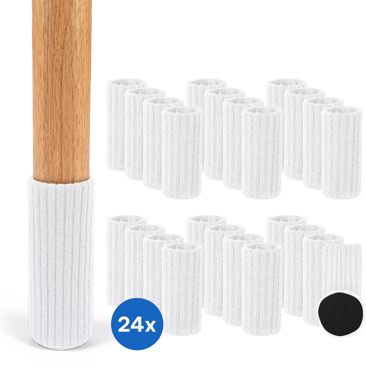 Lumivéra® Stoelpoot sokken set van 24 stuks (Wit) – Elastische Beschermers – Stoelbeschermer – Stoelsokjes met vilt - Stoelpootbeschermers - Stoelpootdoppen - Stoelsokken
