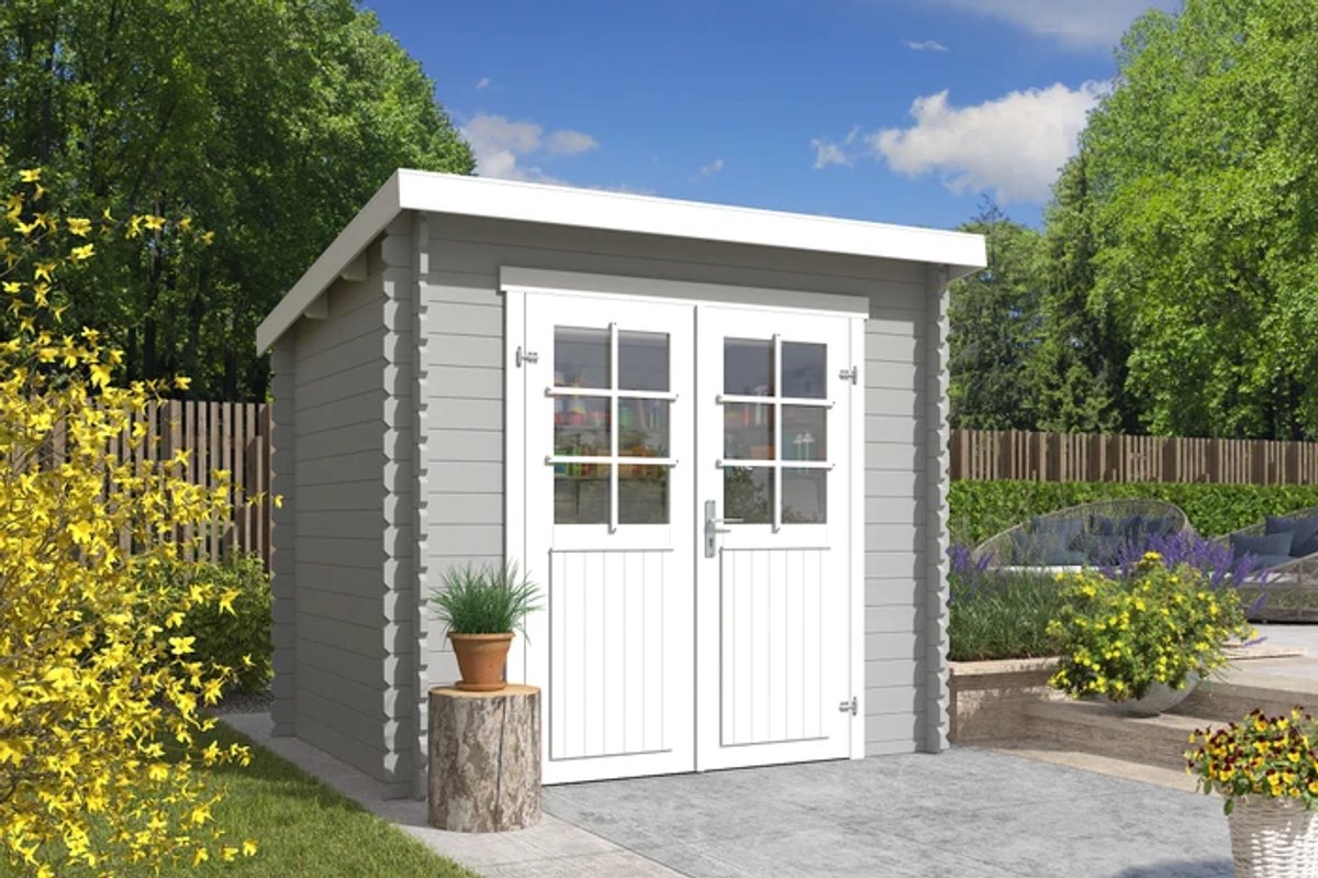 Outdoor life Blokhut Indi Platinum Grey-Wit 230 x 175 cm