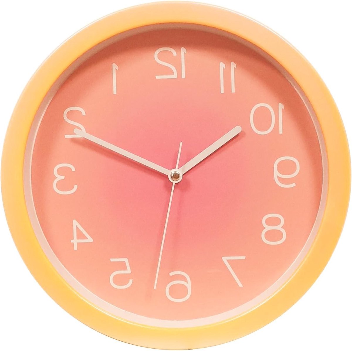 Stille Wandklok 10 Inch - Minimalistisch Ontwerp, Geen Tikken, Decoratieve Klok voor Thuis en Kantoor - Oranje