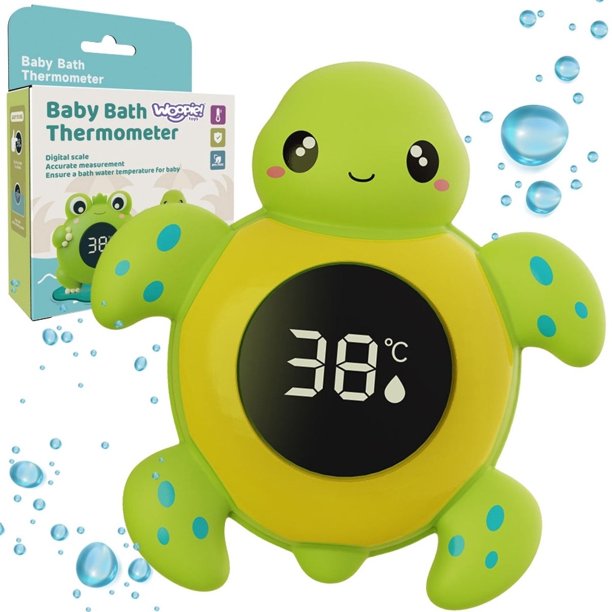 Woopie Baby 2-in-1 badthermometer voor het meten van water- en kamertemperaturen Schildpad - UNI