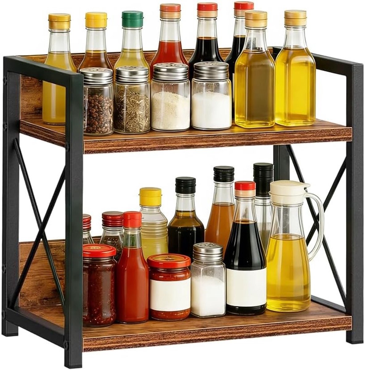 Organisator voor Koffieaccessoires, 2-Laags Houten Plank voor Keuken, Bureau en Badkamer, Ideaal voor Thuis en Kantoor