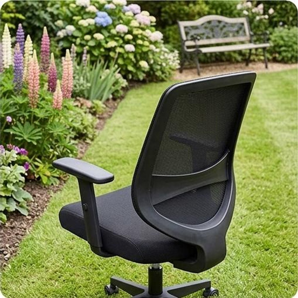 Bureaustoel ergonomisch 63,5x58,4x91,4 cm – Verstelbare armleuningen, lendensteun, mesh bureaustoel, ademende werkstoel voor kantoor & thuiswerk – Grijs – Urbanhome