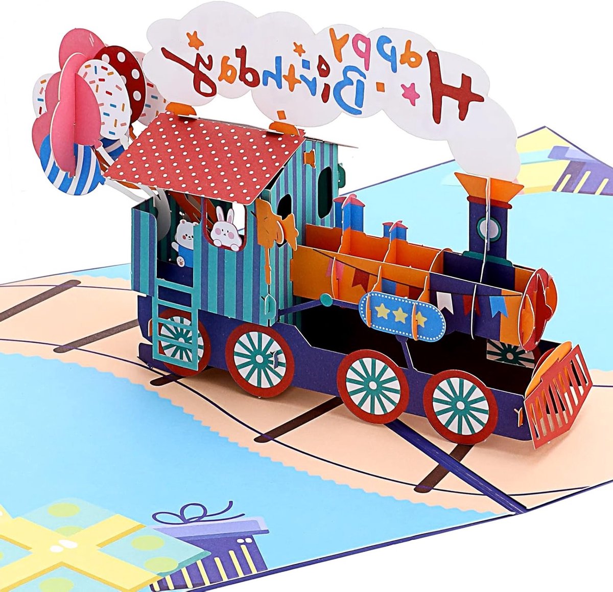 3D Pop-up Verjaardagskaart met Treinontwerp - Leuke Cadeau-idee voor Jongens en Meisjes, Perfect voor Treinliefhebbers en Feestdagen