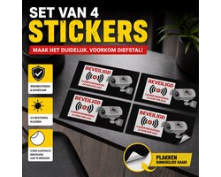 24ME® - 4 Stuks Camerabewaking Stickers - Plakzijde Binnenzijde - Camera stickers - Videobewaking stickers - Alarmstickers
