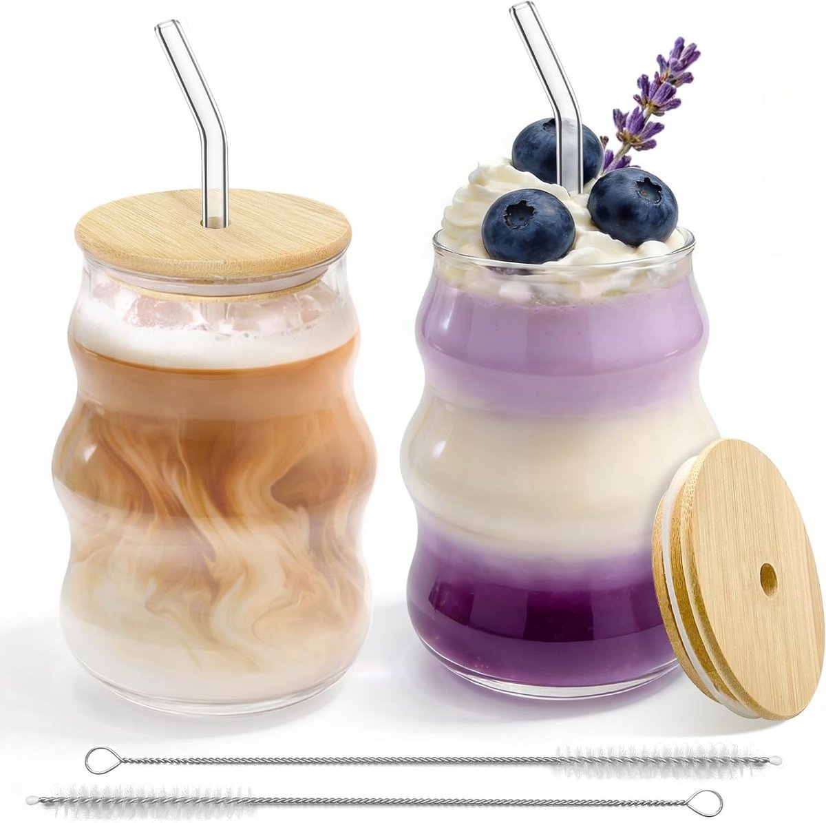 Ribbel glazen voor drinken - Set van 2 - Perfect voor water, sap en cocktails