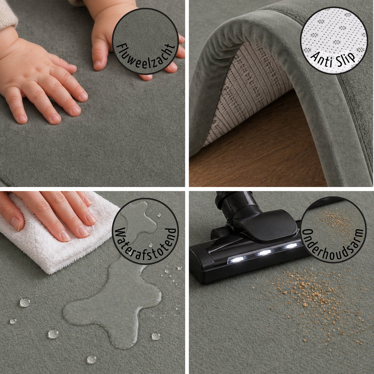 Roosly Speelmat Baby 150x200cm - Fluwelen Speelkleed met 3cm Traagschuim thumbnail 3