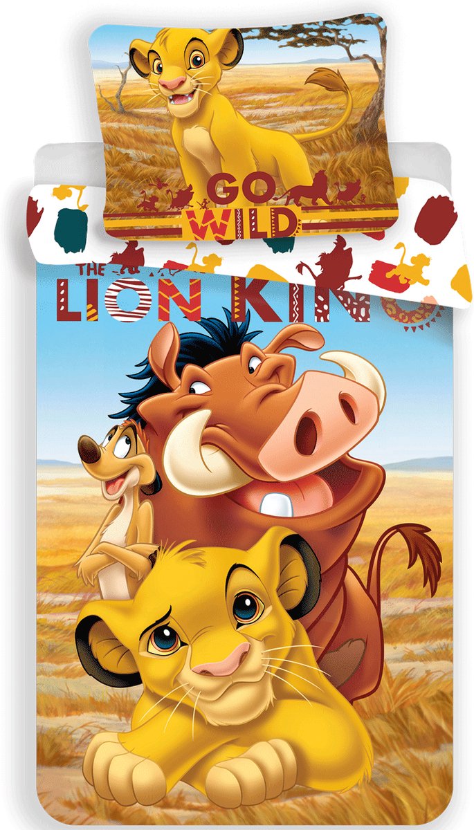 Disney The Lion King Dekbedovertrek Simba Timon en Pumba - 140 x 200 cm