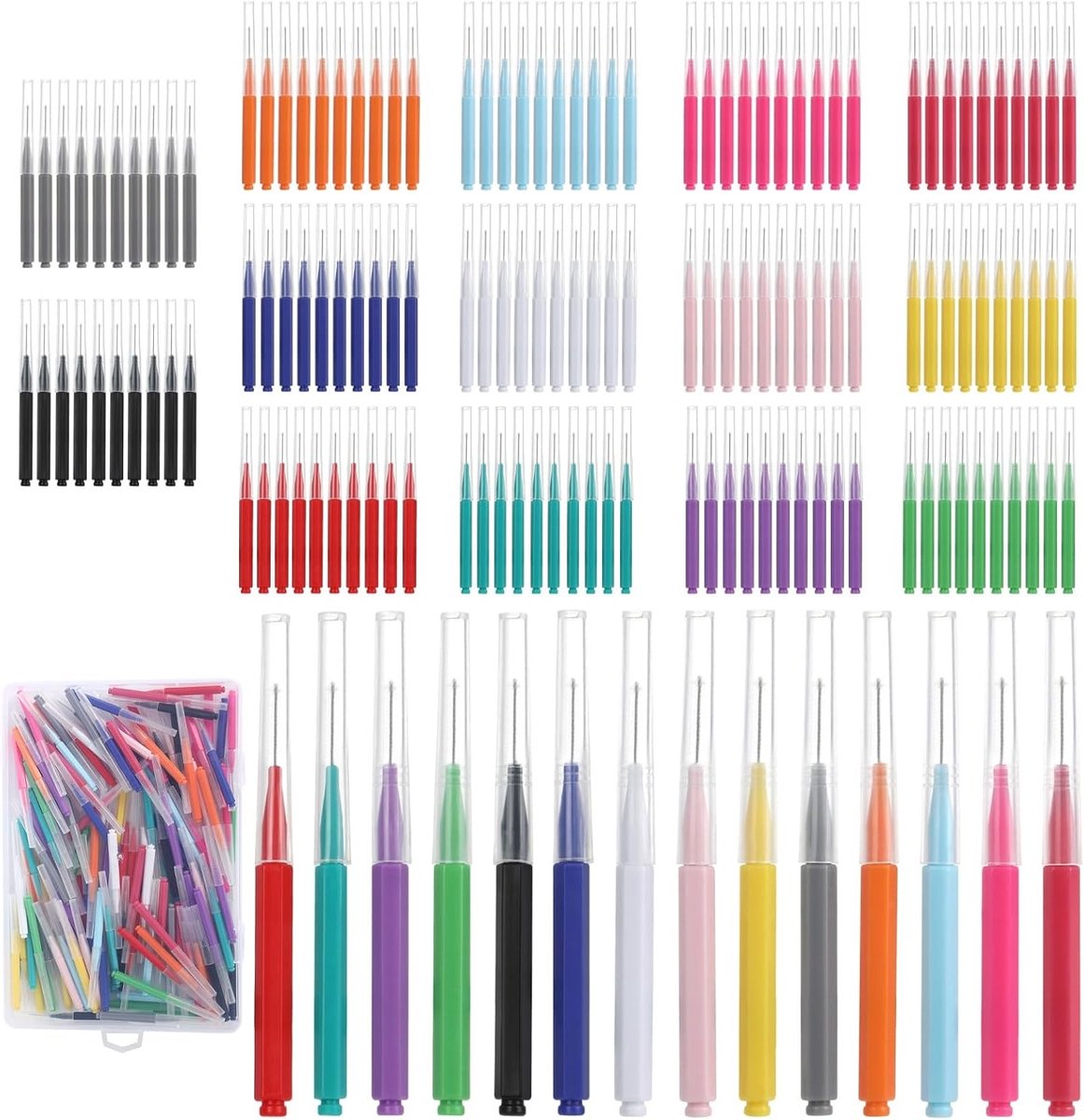 140 Stuks Interdentale Borstels in 14 Kleuren, Herbruikbare en Flexibele Tandenborstels voor Tandenreiniging, Ruimtes, Beugels en Mondhygiëne