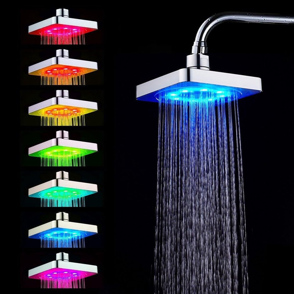 Kleurrijke LED Douchestraal met 7 Kleuren, Veranderende LED Handdouche voor Badkamer, Thuis en Hotel