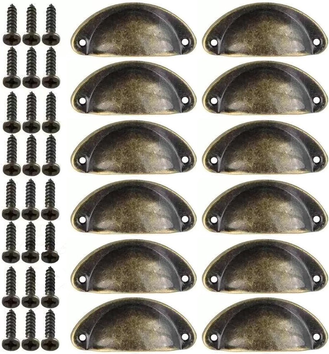 Antieke Stijl Bronzen Kastgrepen met Schroeven, 81mm x 35mm, Vintage Deurgrepen, 12 Stuks voor Meubelrenovatie en Interieurdecoratie