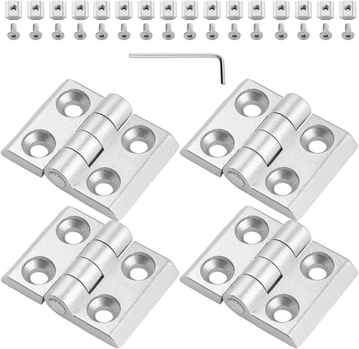 Set van 4 Vouwscharnieren M4, Kleine Meubelscharnieren van Aluminium, 6 mm, Geschikt voor Vouwtafels, Kasten en Kledingkasten