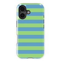 DripCase Hoesje met strepen geschikt voor iPhone 16 Plus | Studio Stripes | Magnetisch Opladen | 2-in-1 Ontwerp | Gestreepte Case geschikt voor iPhone 16 Plus Blue Breeze
