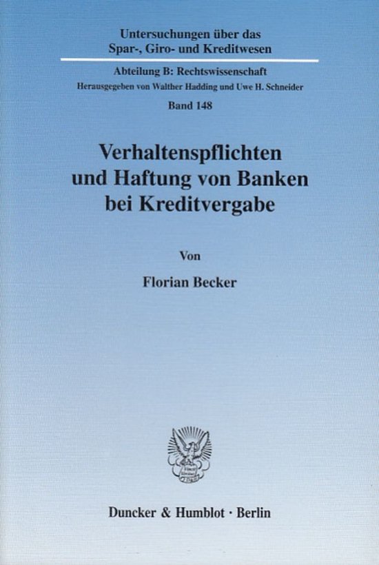 Verhaltenspflichten Und Haftung Von Banken Bei Kreditvergabe - cover