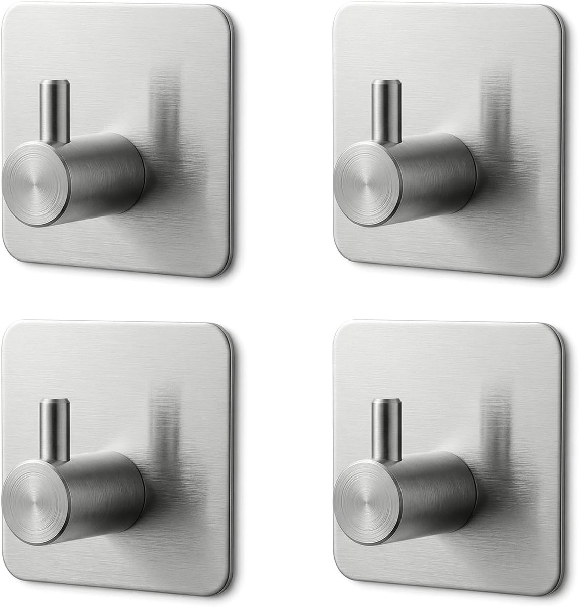 Set van 4 zelfklevende badhanddoekhouders, roestvrijstalen wandhaken voor badkamer en slaapkamer, ideaal voor handdoeken en accessoires