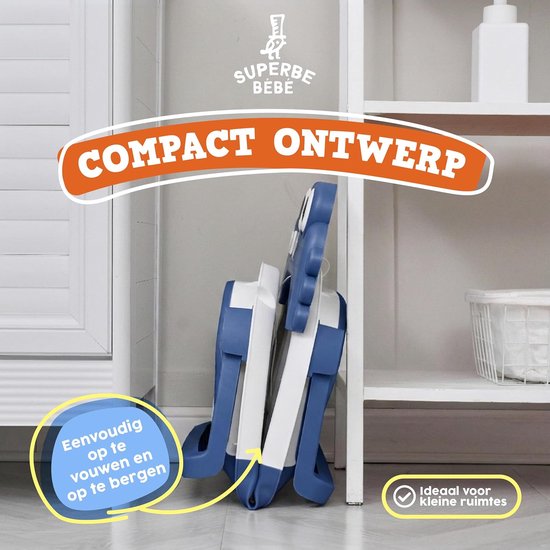 Opvouwbaar Babybadje met Badkussen en Thermometer - Inclusief Standaard, Geschikt vanaf Geboorte, Ideaal Cadeau, Blauw — afbeelding 2