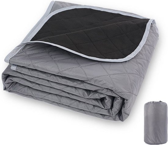 Waterdichte deken - Outdoor kampeerdeken - Fleece deken - 140 x 200 cm - Warme en geïsoleerde picknickdeken voor op reis - Machinewasbaar - Grijs