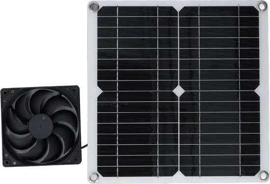 Solar Panel Fan Kit 10in 100W Waterproof Solar Panel Round Ventilation Case Exhaust Fan for Chicken Coop Greenhouse Shed