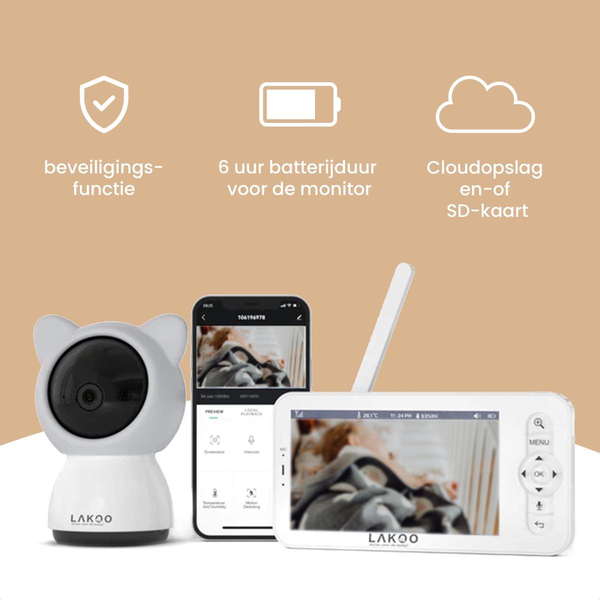 Lakoo BabyGuard Babyfoon - met Camera én App - 1080 PH - afbeelding 3