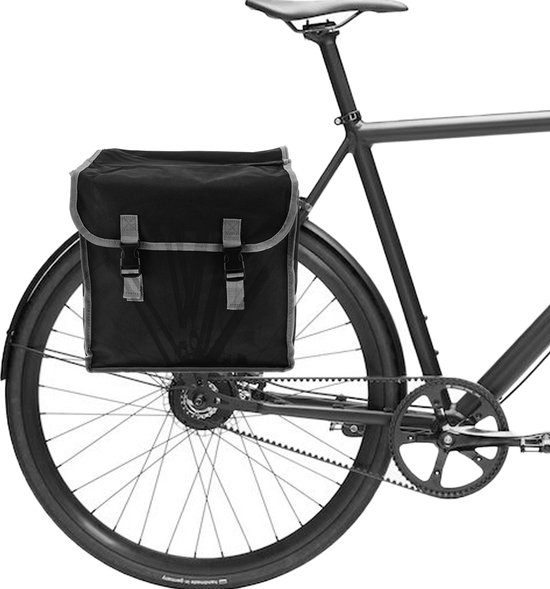 Fietstas 2-zijdig 2x 14L = 28 liter- Zwart - Dubbele Fietstas waterdicht met reflecterende strepen voor extra veiligheid - Fietstas- Zwart van Willex — afbeelding 2
