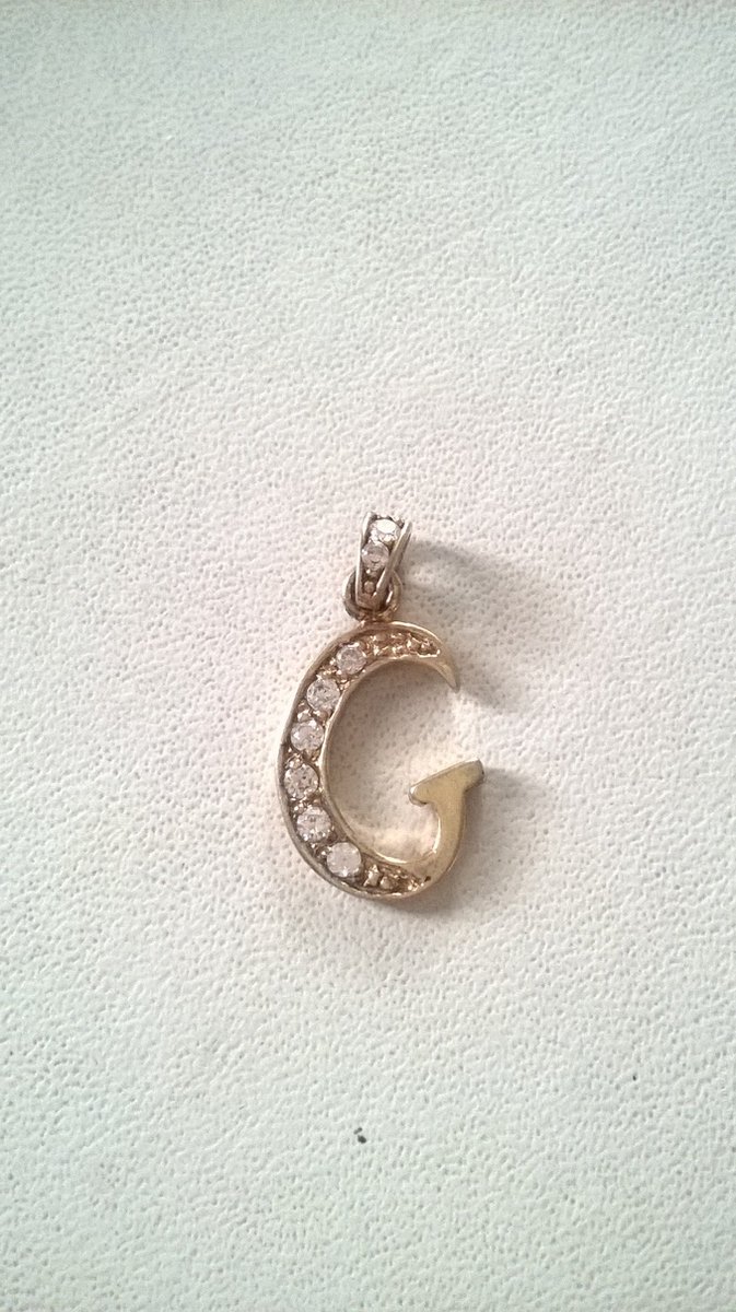 Gemstones-silver letterhanger G 925-sterling zilver en 14 K goudverguld met zirkonia