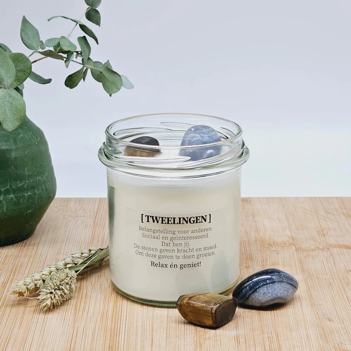 Candlelight-on DIY pakket - Sterrenbeeld geurkaars met edelstenen - Tweelingen